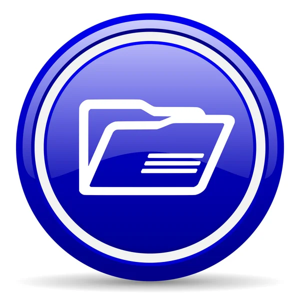 Folder blue glossy icon on white background — Stock Photo, Image