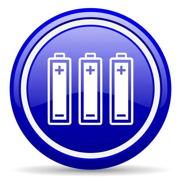 Baterii błyszczący ikona na białym tle niebieski — Zdjęcie stockowe