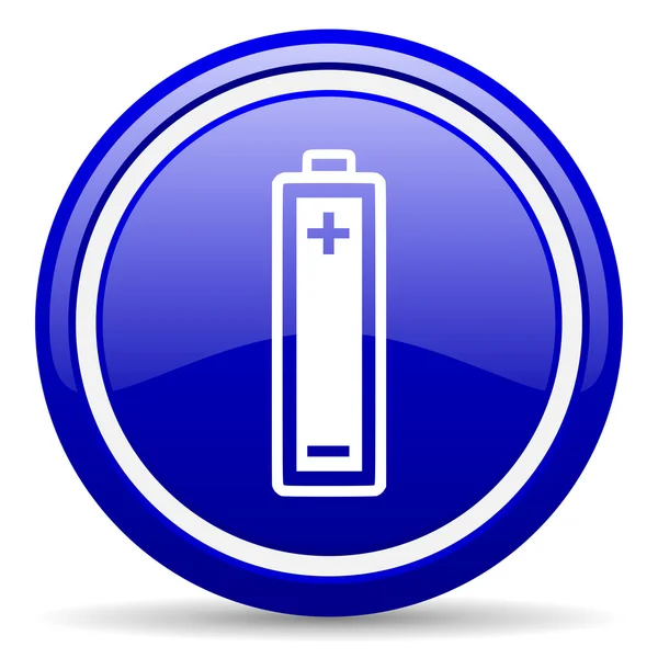 Battery blue glossy icon on white background — Stock Photo, Image