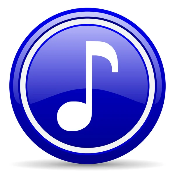 Musica blu icona lucida su sfondo bianco — Foto Stock