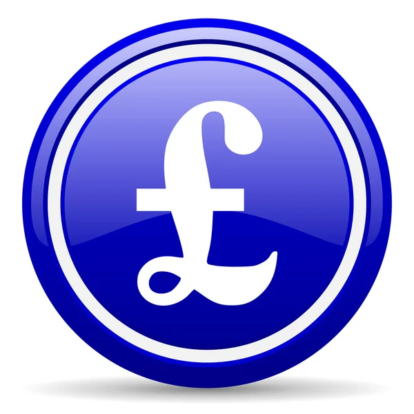 Pound blue glossy icon on white background — Stock Photo, Image