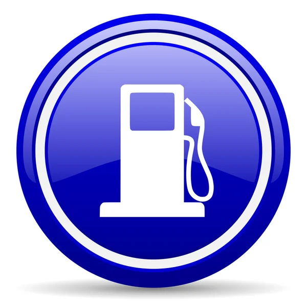 Kraftstoffblaues Hochglanzsymbol auf weißem Hintergrund — Stockfoto