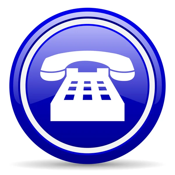 Phone blue glossy icon on white background — Stock Photo, Image