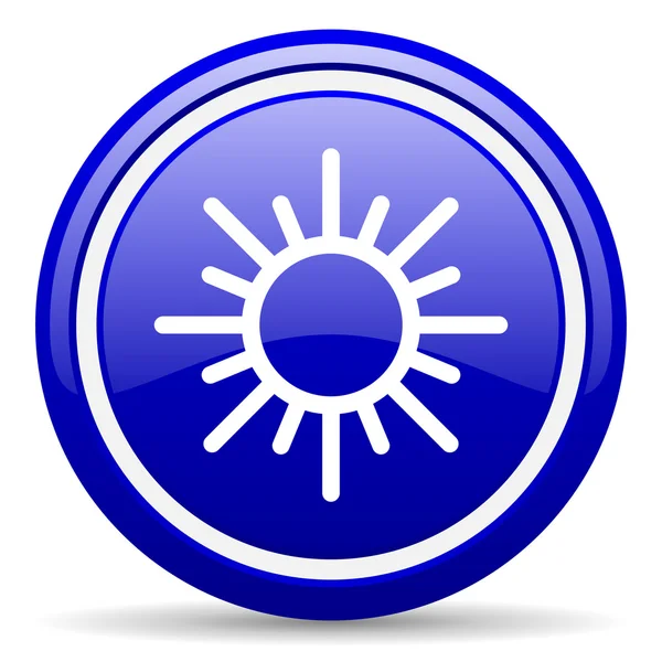 Beyaz zemin üzerinde güneş mavi parlak simgesi — Stok fotoğraf