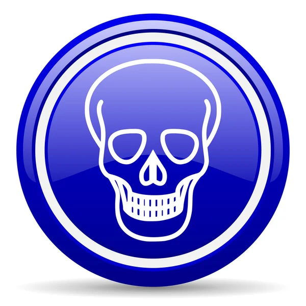 Skull blue glossy icon on white background — Stock Photo, Image