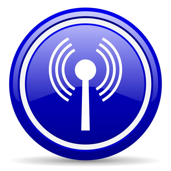 Wifi blue glossy icon on white background — Stock Photo, Image