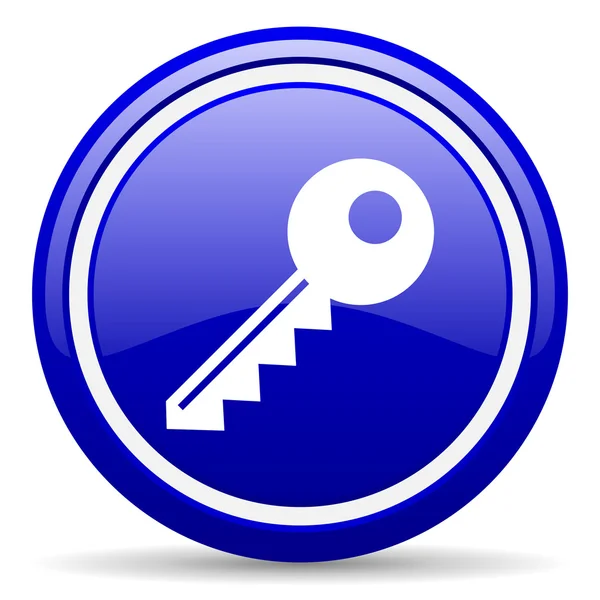 Key blue glossy icon on white background — Stock Photo, Image