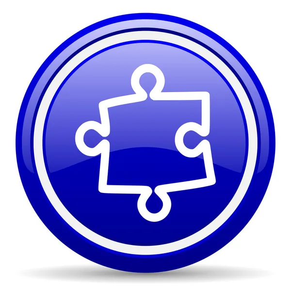 Puzzle blue glossy icon on white background — Stock Photo, Image