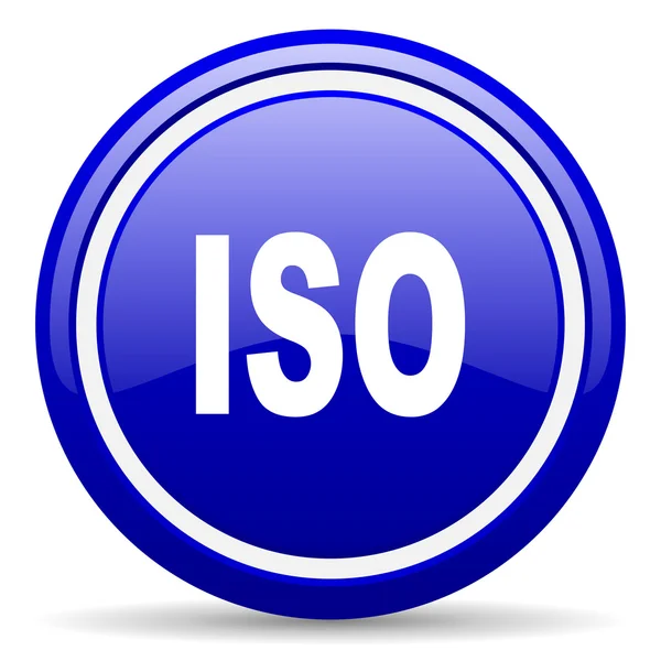 ISO modrý lesklý ikona na bílém pozadí — ストック写真