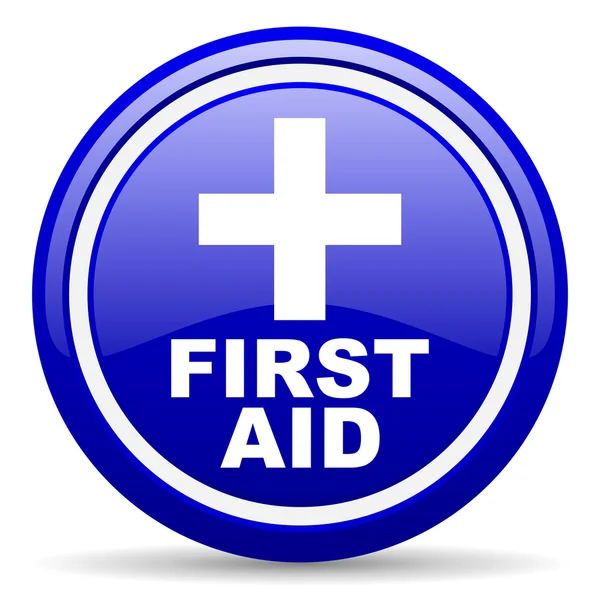 First aid blue glossy icon on white background — Stock Photo, Image