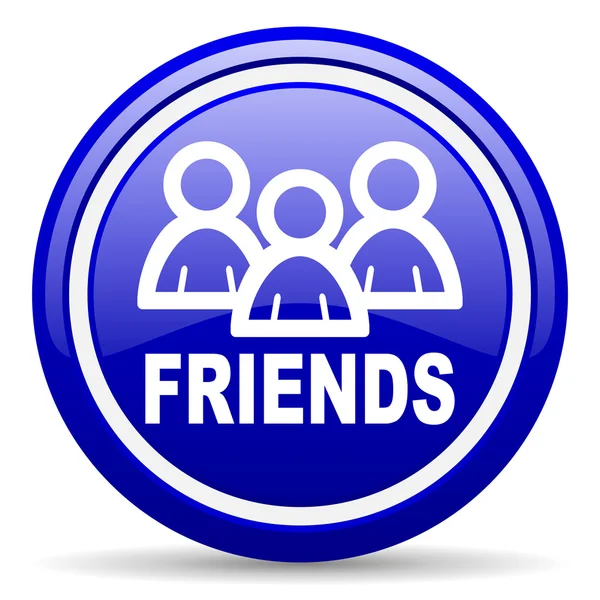 Friends blaues Hochglanz-Symbol auf weißem Hintergrund — Stockfoto