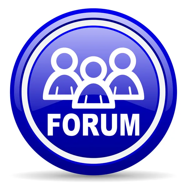 Forum blauwe glanzende pictogram op witte achtergrond — Stockfoto