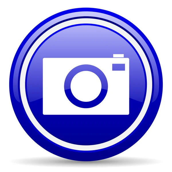 Camera blue glossy icon on white background — Stock Photo, Image