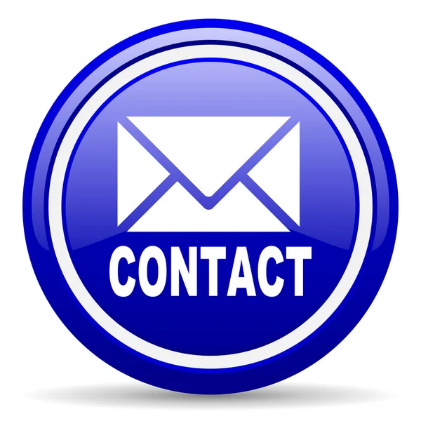 Contact blue glossy icon on white background — Stock Photo, Image