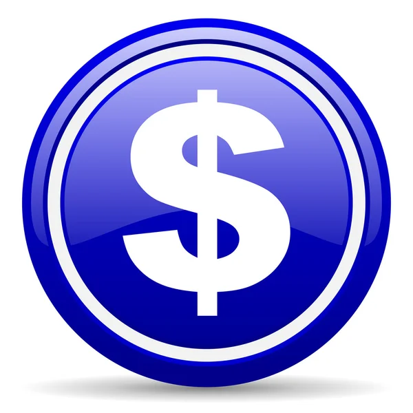 US-Dollar blaues Hochglanz-Symbol auf weißem Hintergrund — Stockfoto