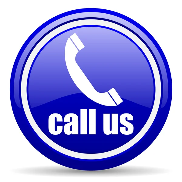 Call us blue glossy icon on white background — Stock Photo, Image