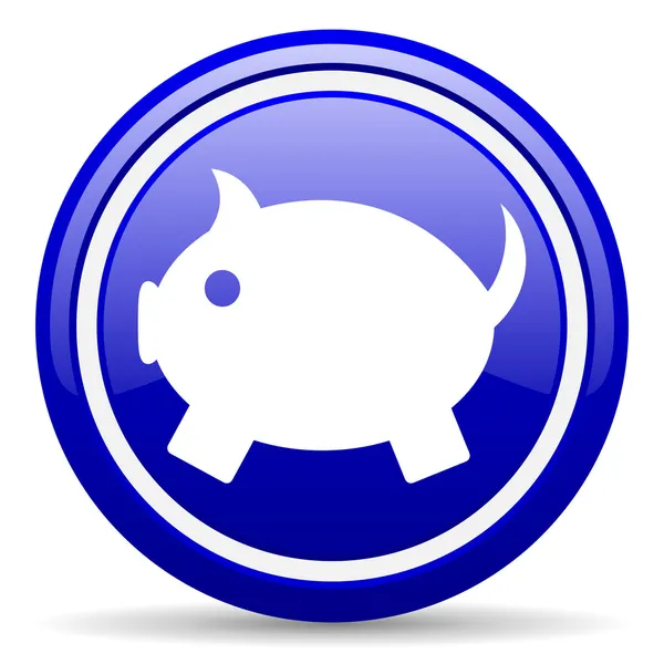 Piggy banco azul brilhante ícone no fundo branco — Fotografia de Stock