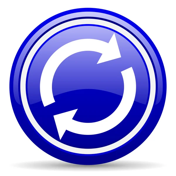 Blaues Hochglanz-Symbol auf weißem Hintergrund nachladen — Stockfoto