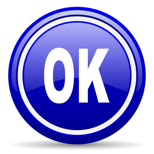 Ok blue glossy icon on white background — Stock Photo, Image