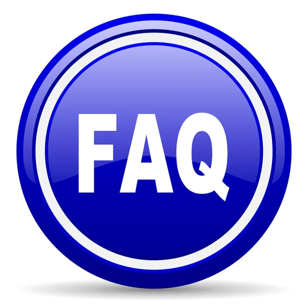 Faq blue glossy icon on white background — Stock Photo, Image