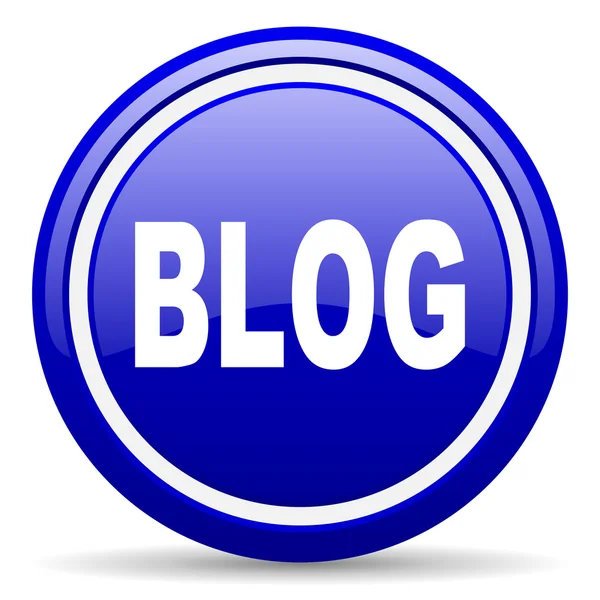 Blog blaues Hochglanz-Symbol auf weißem Hintergrund — Stockfoto