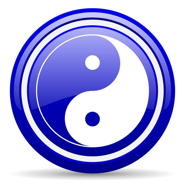 Ying yang azul icono brillante sobre fondo blanco — Foto de Stock