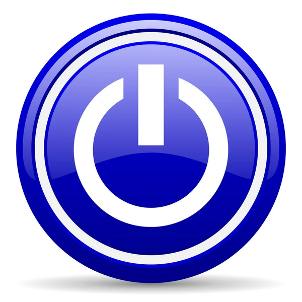 Power blue glossy icon on white background — Stock Photo, Image