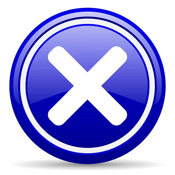 Cancelar ícone brilhante azul no fundo branco — Fotografia de Stock