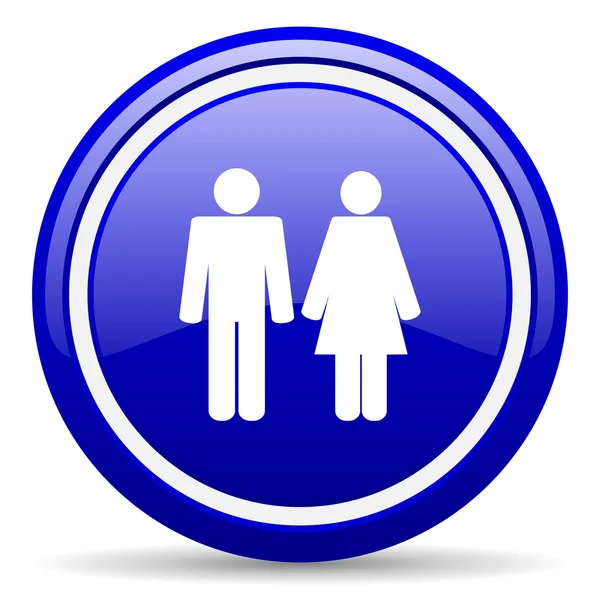 Couple blue glossy icon on white background — Stock Photo, Image