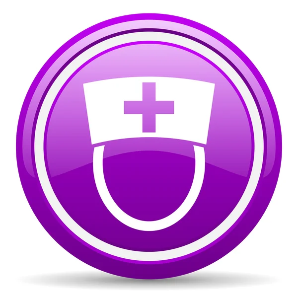 Nurse violet glossy icon on white background — Stock Photo, Image