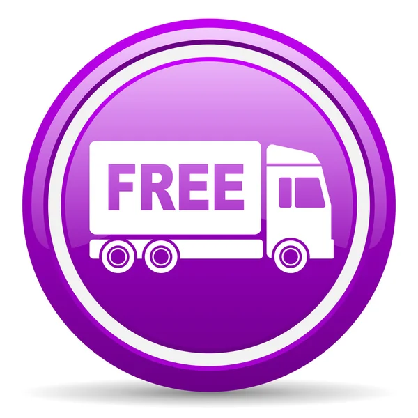 Free delivery violet glossy icon on white background — Stock Photo, Image