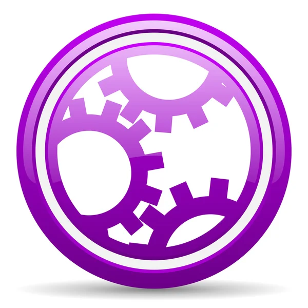 Gears violet glossy icon on white background — Stock Photo, Image