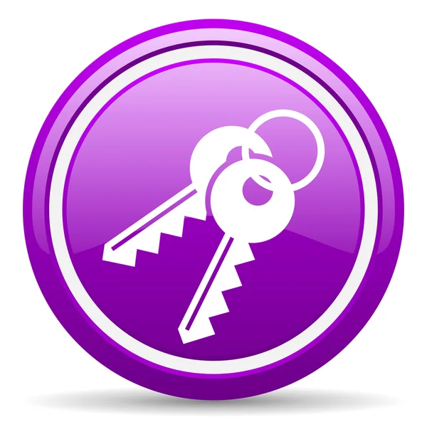 Sleutels violet glanzende pictogram op witte achtergrond — Stockfoto