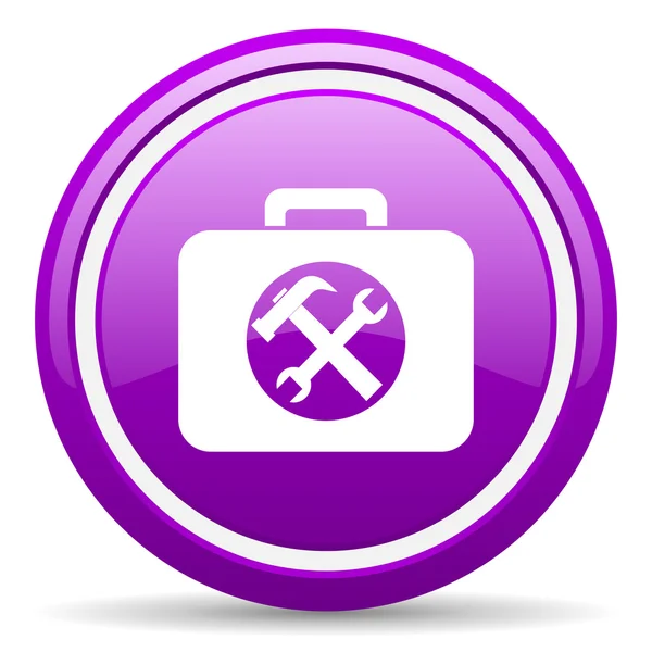 Фиолетовый глянцевый значок инструментария на белом фоне — стоковое фото