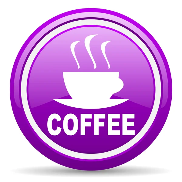 Kaffe violett glänsande ikonen på vit bakgrund — Stockfoto