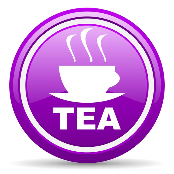 Tè viola icona lucida su sfondo bianco — Foto Stock