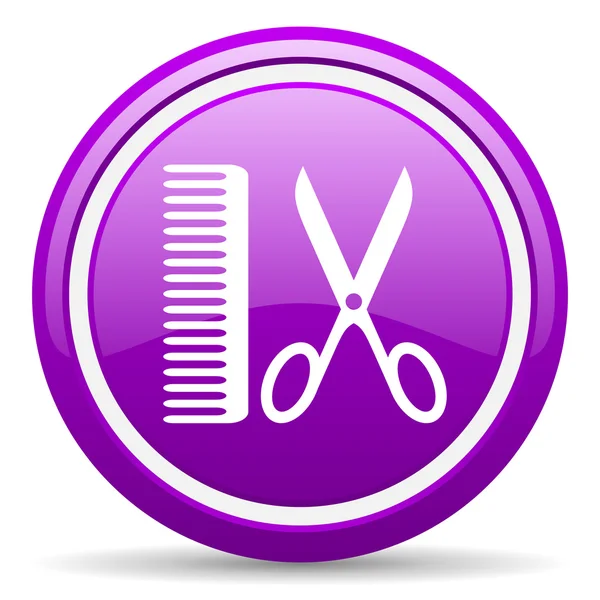 Barber violet glossy icon on white background — Stock Photo, Image