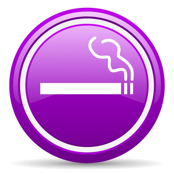 Roken violet glanzende pictogram op witte achtergrond — Stockfoto