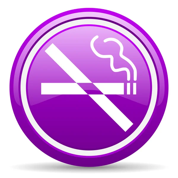 Não fumar violeta ícone lustroso no fundo branco — Fotografia de Stock