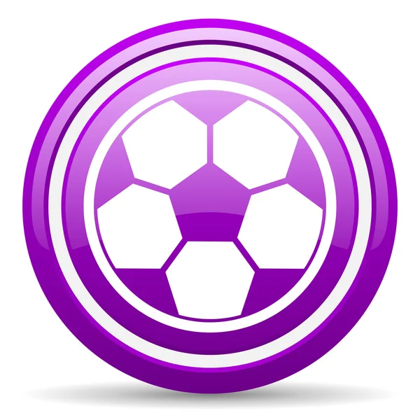 Voetbal violet glanzende pictogram op witte achtergrond — Stockfoto