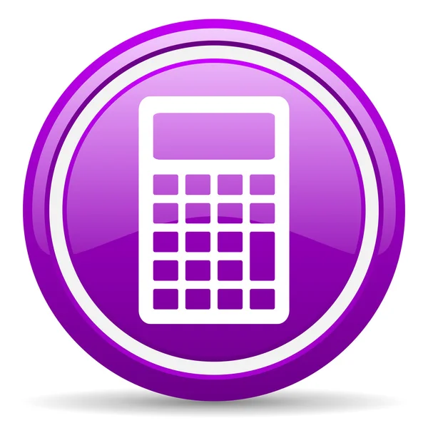 Calculadora ícone lustroso violeta no fundo branco — Fotografia de Stock