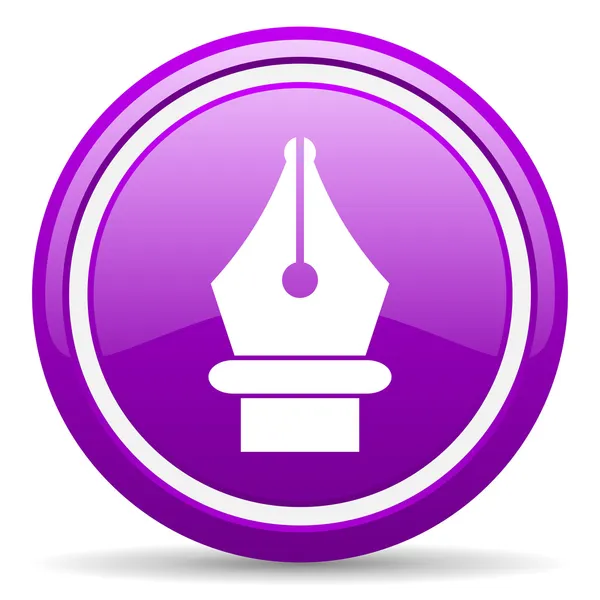 Pen violet glossy icon on white background — Stock Photo, Image