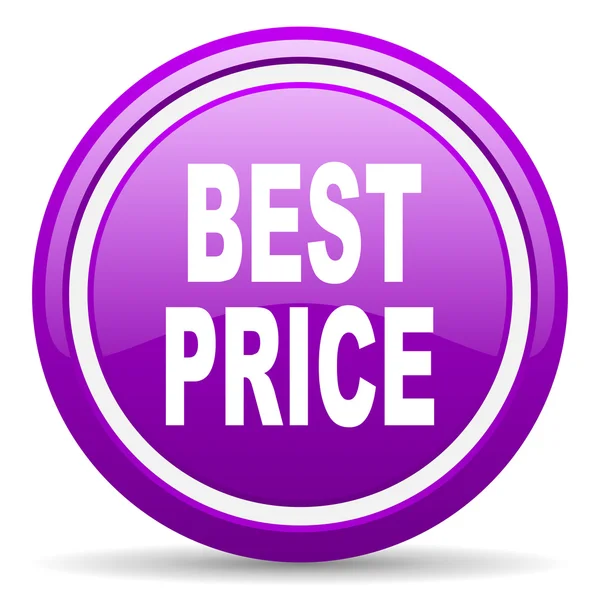 Лучшая цена фиолетовый глянцевый значок на белом фоне — стоковое фото