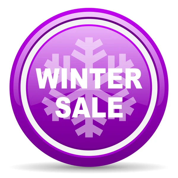 在白色背景上冬季出售紫罗兰色光泽图标 — 图库照片