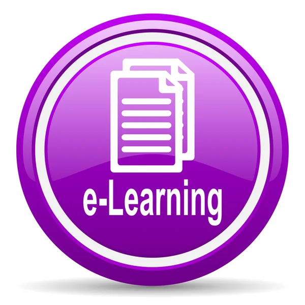 E-learning фиолетовый глянцевый значок на белом фоне — стоковое фото