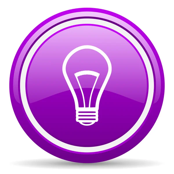 Фиолетовый значок лампочки на белом фоне — стоковое фото