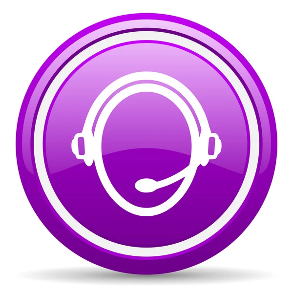 Фиолетовый глянцевый значок обслуживания клиентов на белом фоне — стоковое фото