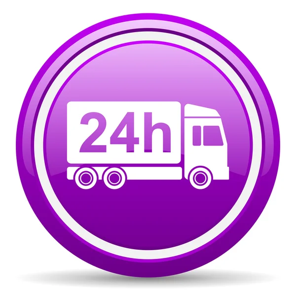 Delivery 24h violet glossy icon on white background — Stock Photo, Image