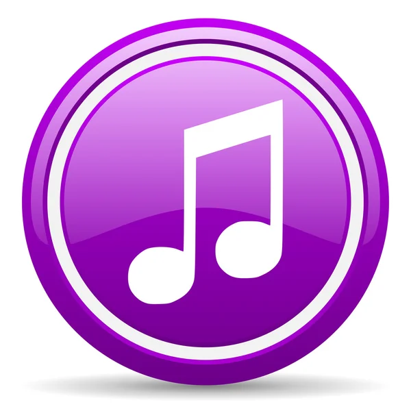 Hudba fialový lesklý ikona na bílém pozadí — Stock fotografie