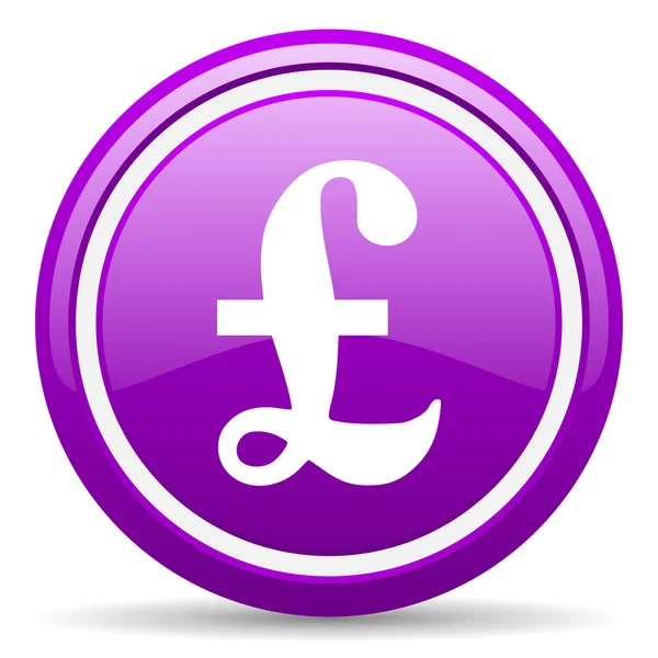 Pfund violett glänzend Symbol auf weißem Hintergrund — Stockfoto